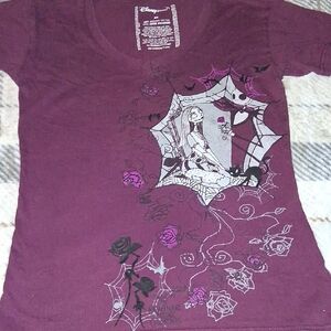 Disney Plum The Nightmare Before Christmas Graphic Tee with Rose Accents